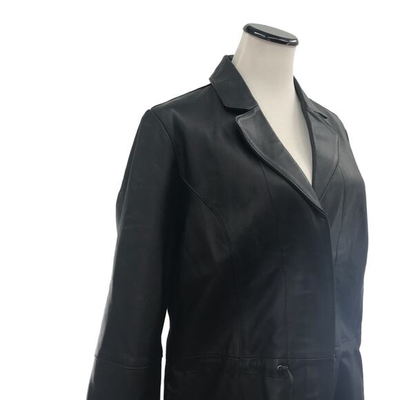 Travelsmith Black Leather Tie Waist Jacket - Picture 4 of 10